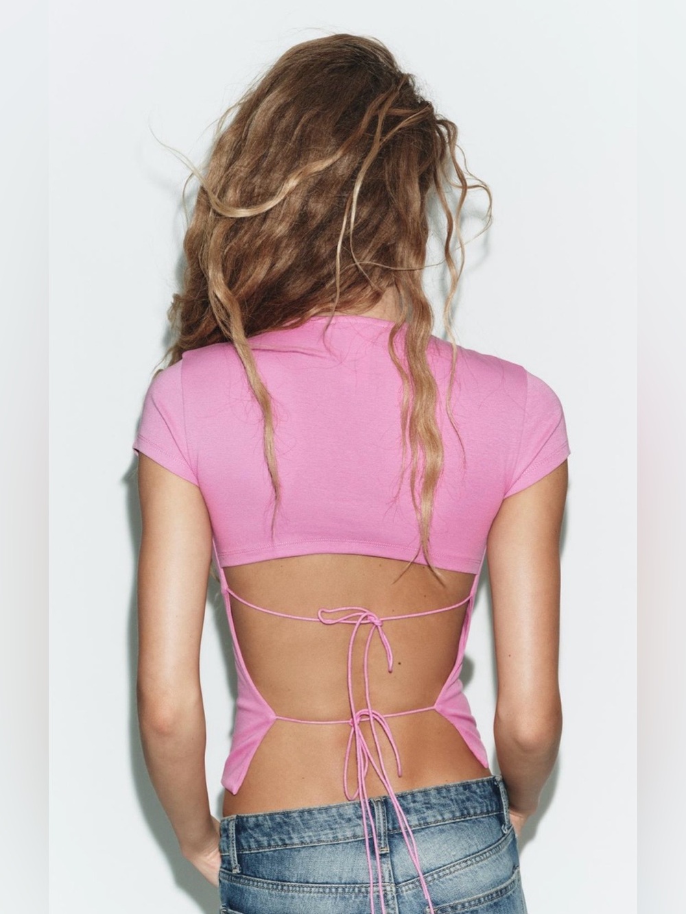 ZARA OPEN BACK TIE TOP NWT 
Size: L * Color: PINK